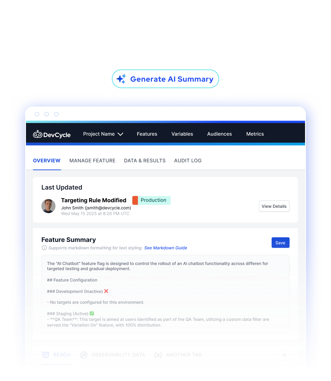 AI generating feature summaries